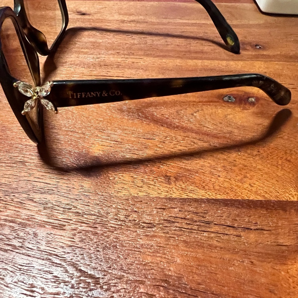 Authentic Tiffany & Co. Brown Sunglasses with Gold Crystal Butterfly Accen - Picture 6 of 7